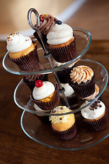 Image showing Cupcakes On a Tiered Tray