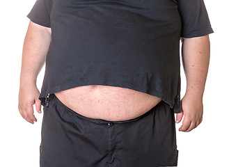 Image showing Fat man with a big belly