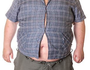 Image showing Fat man with a big belly