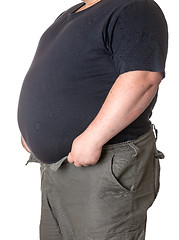 Image showing Fat man with a big belly