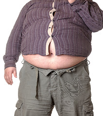 Image showing Fat man with a big belly