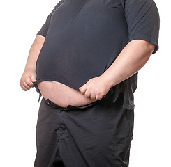 Image showing Fat man with a big belly