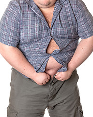 Image showing Fat man with a big belly