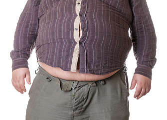 Image showing Fat man with a big belly