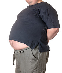 Image showing Fat man with a big belly