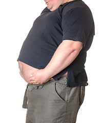 Image showing Fat man with a big belly