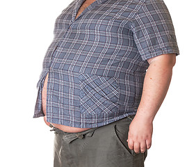 Image showing Fat man with a big belly