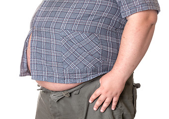 Image showing Fat man with a big belly