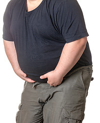 Image showing Fat man with a big belly