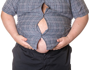 Image showing Fat man with a big belly