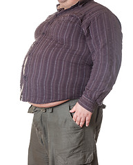 Image showing Fat man with a big belly