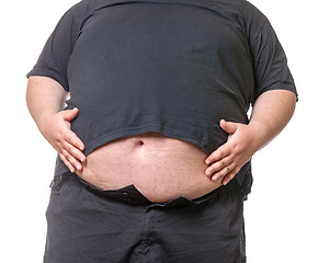 Image showing Fat man with a big belly