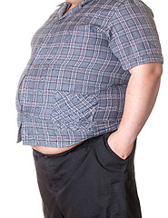 Image showing Fat man with a big belly