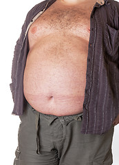 Image showing Fat man with a big belly