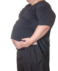 Image showing Fat man with a big belly