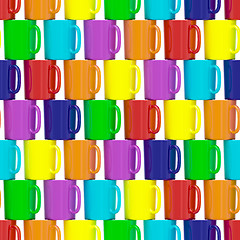 Image showing Seamless background composed of colorful ceramic cups