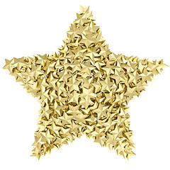 Image showing Star shape composed of small golden stars on white