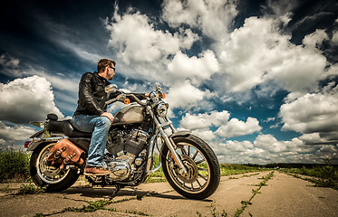 Image showing Biker on the road