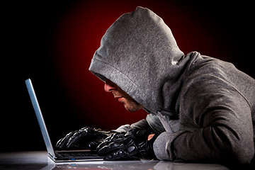 Image showing Hacker with laptop