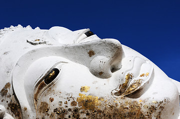 Image showing Reclining Buddha face at an Ancient wat in Thailand