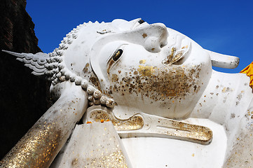 Image showing Reclining Buddha at an Ancient wat in Thailand