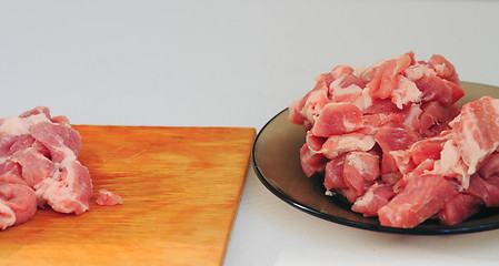 Image showing cook,  cut meat