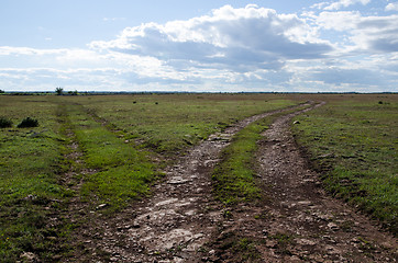 Image showing Dirt road with track choice