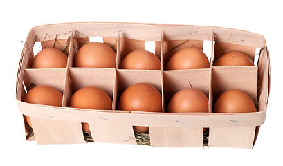 Image showing Brown eggs in eco box