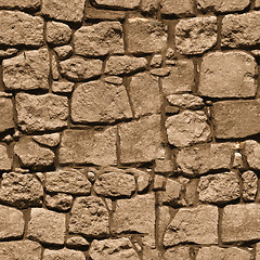 Image showing Large rough natural stone wall - seamless texture for design