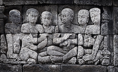 Image showing Ancient carving - Borobudur temple from Indonesia, Java