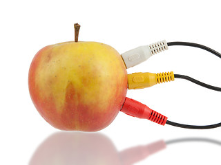 Image showing Audio video cables on apple