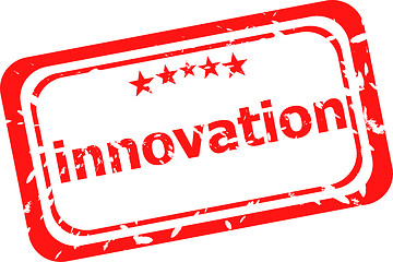 Image showing innovation on red rubber stamp over a white background