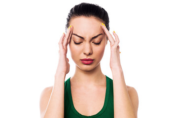 Image showing Asian woman having headache