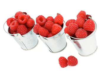 Image showing Buckets with Raspberries