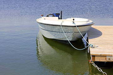 Image showing Small Boat by Dock