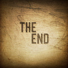 Image showing Old cinema phrase (The End...), grunge background