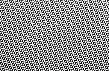 Image showing Black metal lattice with round apertures on white background. Cl