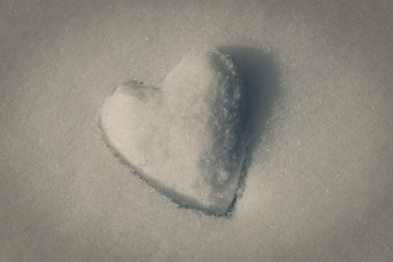 Image showing Retro toned snow heart