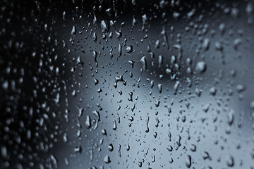 Image showing Rain drops on window. Macro shot.