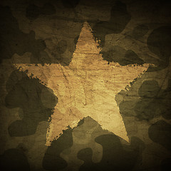 Image showing Military camouflage background with grunge star.