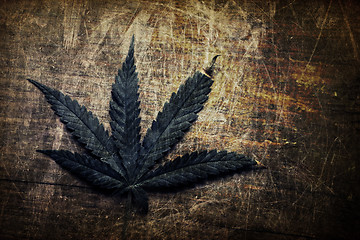 Image showing Vintage grunge cannabis leaf