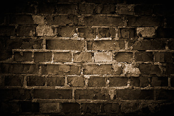 Image showing Rough brick wall, toned.