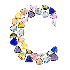 Image showing Gemstones alphabet, letter C. Isolated on white background.