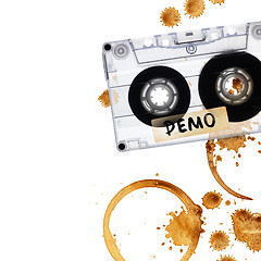 Image showing Vintage demo tape with coffee stains. 