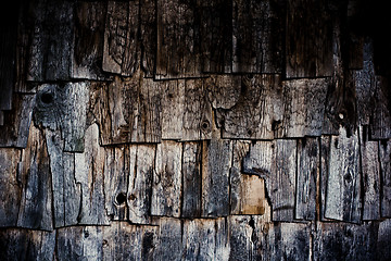 Image showing Old weathered wood shingles texture