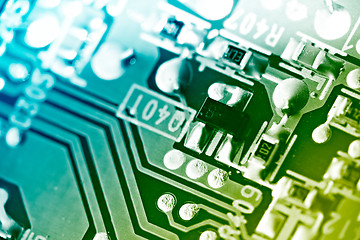 Image showing Electronic circuit board. Macro shot, toned.