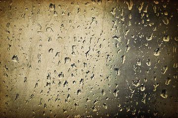 Image showing Vintage glass with raindrops