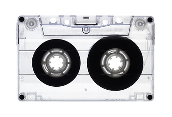 Image showing Transparent old audio cassette isolated on white, with clipping 