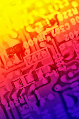 Image showing Multicolored electronic components abstract background 