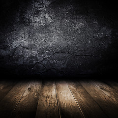 Image showing Old concrete wall and wooden floor. Design template.